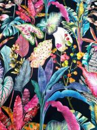 "Rackhams Acid Jungle Lampshade With Hot Pink Fringing - Ceiling Pendant / Arc Lamp - 40cm Diameter x 25cm Height (16"" x 10"")" - thumbnail 2