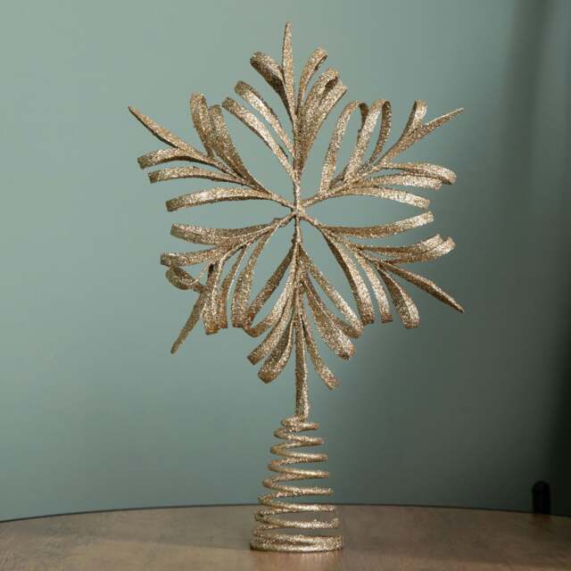 Rackhams 29cm Antique Gold Snowflake Christmas Tree Topper - image 1