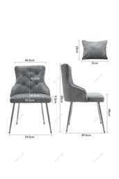Rackhams Grey Velvet Tufted Dining Chair with Cushion - thumbnail 6