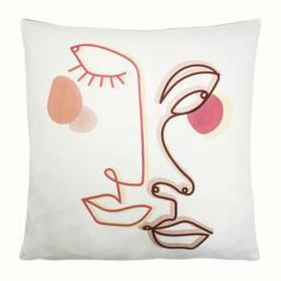 Rackhams Duo Abstract Cushion Cover - Pink/White - 50cm x 50cm - Pink/White - 100% Polyester - thumbnail 1