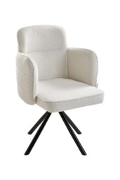Rackhams White Upholstered Leisure Swivel Chair with Metal Legs - White - thumbnail 3