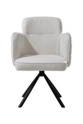 Rackhams White Upholstered Leisure Swivel Chair with Metal Legs - White - thumbnail 4