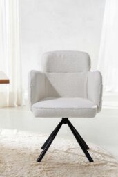 Rackhams White Upholstered Leisure Swivel Chair with Metal Legs - White - thumbnail 2