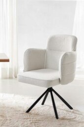 Rackhams White Upholstered Leisure Swivel Chair with Metal Legs - White