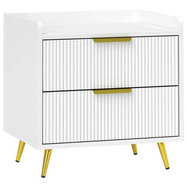 Rackhams Elegant Two-Drawer Bedside Table - White