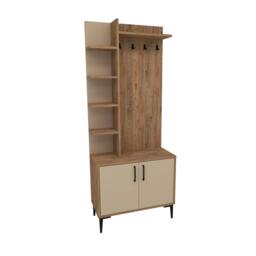 Rackhams Lefteris Hallway Coat Rack with Shelves - White - thumbnail 3