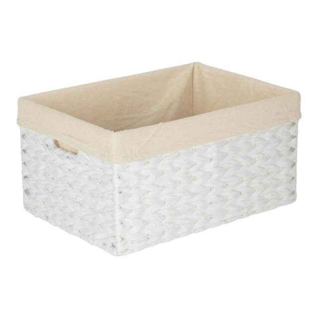 Rackhams White Paper Rope Rectangular Storage Basket with White Cotton Lining - Large - image 1