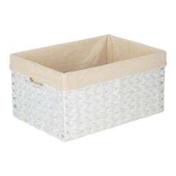 Rackhams White Paper Rope Rectangular Storage Basket with White Cotton Lining - Large - thumbnail 1