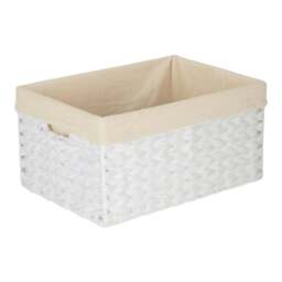 Rackhams White Paper Rope Rectangular Storage Basket with White Cotton Lining - Large - thumbnail 2
