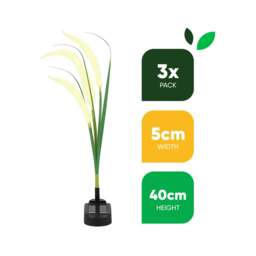 Rackhams Pack of 3 Solar Setaria Viridis Stake Lights – Decorative Grass Effect LED Garden Lights - thumbnail 2