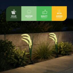 Rackhams Pack of 3 Solar Setaria Viridis Stake Lights – Decorative Grass Effect LED Garden Lights - thumbnail 3