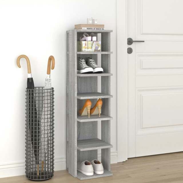 Rackhams Shoe Rack Grey Sonoma 27.5x27x102 cm Engineered Wood - image 1