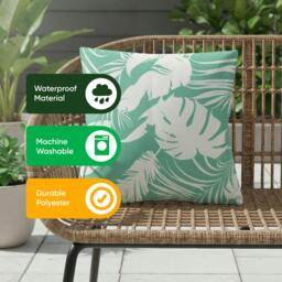 Rackhams Pair of Outdoor Scatter Cushions – Botanical Leaf Design - thumbnail 3