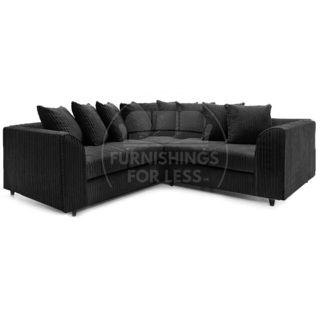 Rackhams Ferguson / Luxor Full Jumbo Cord Corner Sofa - Black - image 1