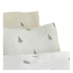 Rackhams Ultimate Reversible Velvet Embroidered Duvet Cover Set - White/Forest Green - King - White/Forest Green - 100% Cotton - thumbnail 2