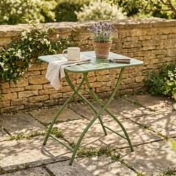 Rackhams Square Metal Bistro Folding Garden Table Moss Green - Green - thumbnail 3