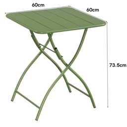 Rackhams Square Metal Bistro Folding Garden Table Moss Green - Green - thumbnail 6