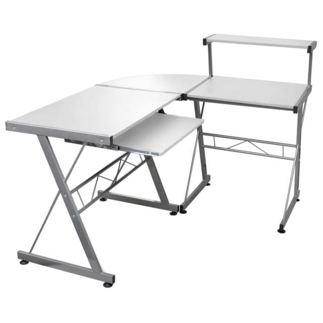 Rackhams Corner Computer Desk White 132x112x99 cm Engineered Wood