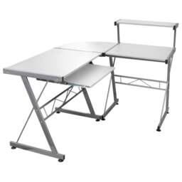 Rackhams Corner Computer Desk White 132x112x99 cm Engineered Wood