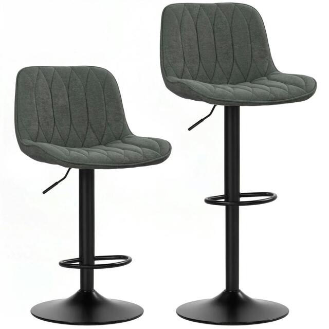 Rackhams Set of Two Linen-Look Bar Stools - Charcoal Grey
