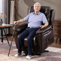 Rackhams Massage Recliner Chair, Lift Chair with Heat, USB, Remote, Grey - Brown - Steel legs - Brown