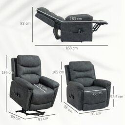Rackhams Massage Recliner Chair, Lift Chair with Heat, USB, Remote, Grey - Brown - Steel legs - Brown - thumbnail 4