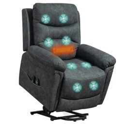 Rackhams Massage Recliner Chair, Lift Chair with Heat, USB, Remote, Grey - Brown - Steel legs - Brown - thumbnail 2