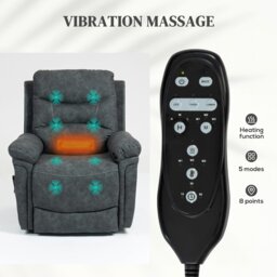 Rackhams Massage Recliner Chair, Lift Chair with Heat, USB, Remote, Grey - Brown - Steel legs - Brown - thumbnail 6