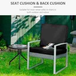 Rackhams 2 Piece Garden Chair Cushions with 1 Seat Cushion 1 Back Pad for Rattan Sofa Chair, Outdoor Seat Pads for Indoor and Outdoor Use, Black - thumbnail 4