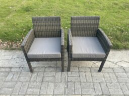Rackhams Outdoor Rattan Garden Furniture Set Gas Fire Pit Rectangular Table Sets Gas Heater with 4 Seater Dining Cahirs Dark Grey Mixed - thumbnail 3