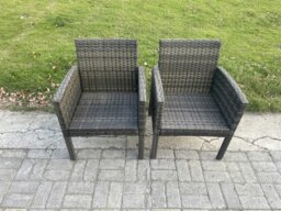 Rackhams Outdoor Rattan Garden Furniture Set Gas Fire Pit Rectangular Table Sets Gas Heater with 4 Seater Dining Cahirs Dark Grey Mixed - thumbnail 5