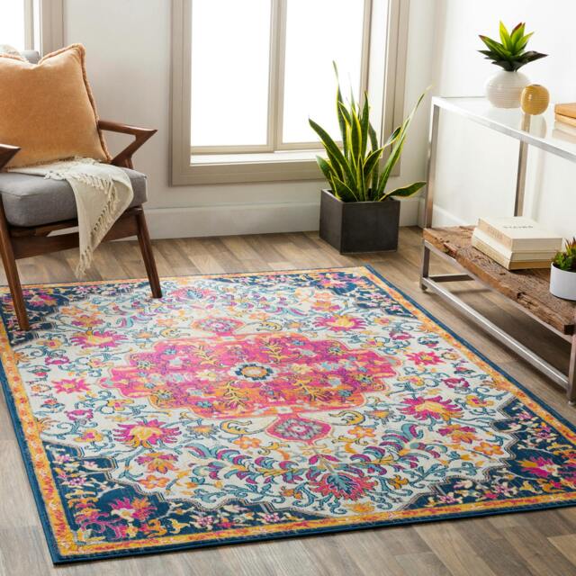Rackhams Floransa-Vintage Orange Yellow Blue Beige Traditional Boho Rug - 200 x 275 cm - image 1
