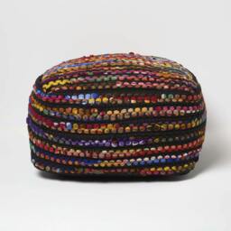 Rackhams Multi Coloured Folk Woven Bean Filled Pouffe - 40 x 40 x 40 cm - thumbnail 6