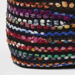 Rackhams Multi Coloured Folk Woven Bean Filled Pouffe - 40 x 40 x 40 cm - thumbnail 4
