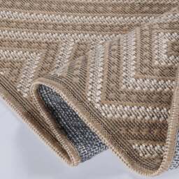Rackhams Geo White & Beige Jute Looking Washable Rug - 120X170 cm - thumbnail 4