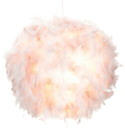 Rackhams Contemporary and Unique Large Pink Real Feather Decorated Pendant Light Shade - thumbnail 2