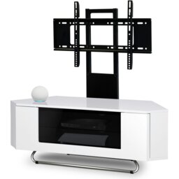 "Rackhams Hampshire Corner-Friendly Gloss White with Contrast Beam-Thru Remote Friendly Door 26""-50"" Flat Screen TV Cabinet with Mounting Arm" - thumbnail 2