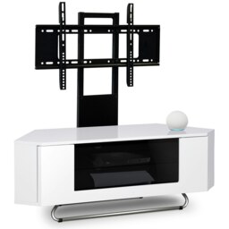 "Rackhams Hampshire Corner-Friendly Gloss White with Contrast Beam-Thru Remote Friendly Door 26""-50"" Flat Screen TV Cabinet with Mounting Arm" - thumbnail 4