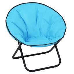 Rackhams Folding Saucer Moon Chair Oversized Padded Seat Round Oxford Blue - Grey - thumbnail 2