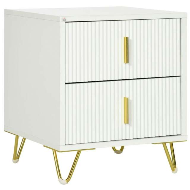 Rackhams Elegant Chest of Two Drawers - White/Gold-Tone - image 1