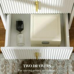 Rackhams Elegant Chest of Two Drawers - White/Gold-Tone - thumbnail 5