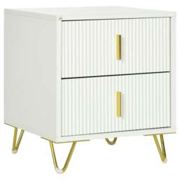 Rackhams Elegant Chest of Two Drawers - White/Gold-Tone - thumbnail 1