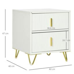 Rackhams Elegant Chest of Two Drawers - White/Gold-Tone - thumbnail 3