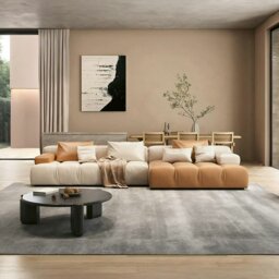 Rackhams Moira Two Seater Sofa, Three Seater Sofa, Velvet - Brown - Three Seater 280CM - thumbnail 1