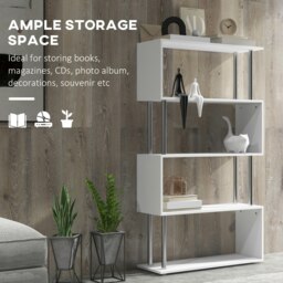 Rackhams Wooden Storage Display Unit Bookshelf Bookcase Dividers S Shaped - White - thumbnail 5