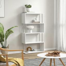 Rackhams Wooden Storage Display Unit Bookshelf Bookcase Dividers S Shaped - White
