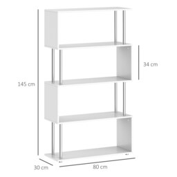Rackhams Wooden Storage Display Unit Bookshelf Bookcase Dividers S Shaped - White - thumbnail 4