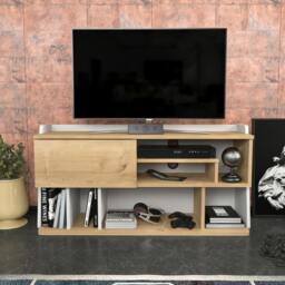 "Rackhams Raca Modern Tv Stand TV Cabinet for TV's up to 55"" - Oud Oak White" - thumbnail 5