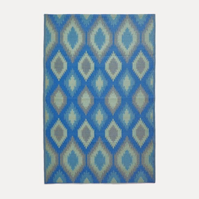 Rackhams Outdoor Rug Luxury Waterproof Reversible Recycled, For Garden, Amber Ikat - 180 x 270 cm - image 1