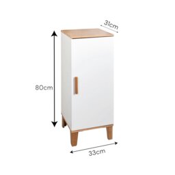 Rackhams Amalfi Matt White & Bamboo Single Floor Bathroom Cabinet - thumbnail 3